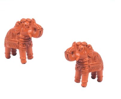 Traditional Terracotta Elephant Pair