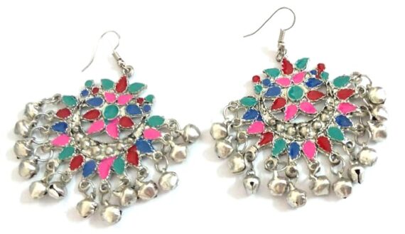 Meena Work With Ghungroo Earring