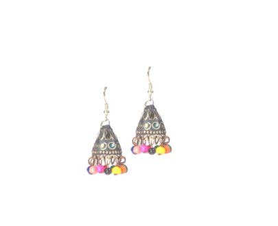 Nepali Mosaic Work Jhumka Earrings in Multi-colors