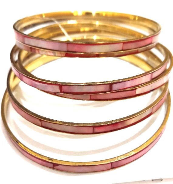 Bright Shell Bangles in Pink – Set of 6