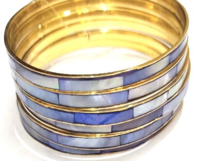 Bright Shell Bangles in Purple – Set of 6