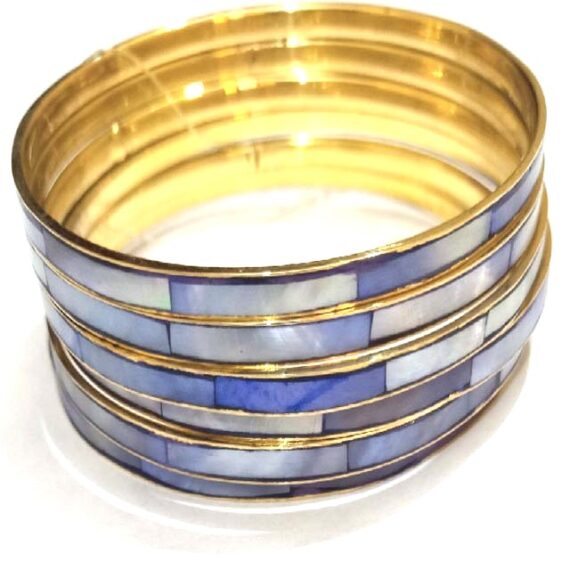 Bright Shell Bangles in Purple – Set of 6