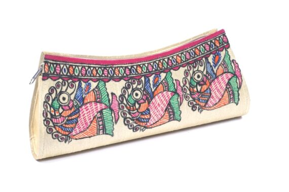 Hand Painted Madhubani Silk Clutches