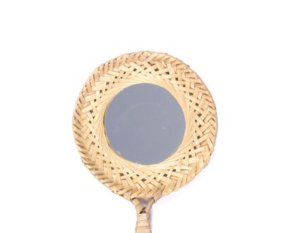 Eco-friendly handwoven bamboo mirror round