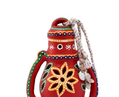 Earthen Hand Painted Lantern in Red