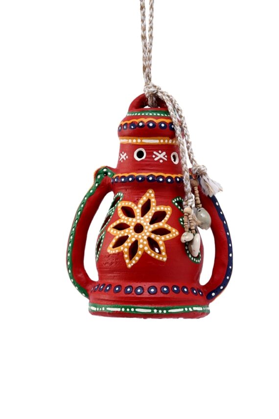 Earthen Hand Painted Lantern in Red