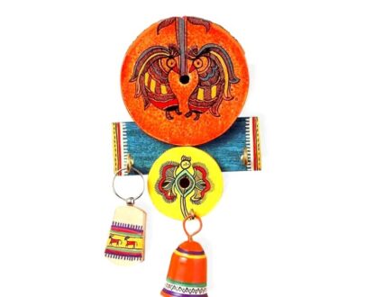 Bright Madhubani Wood Key Holder