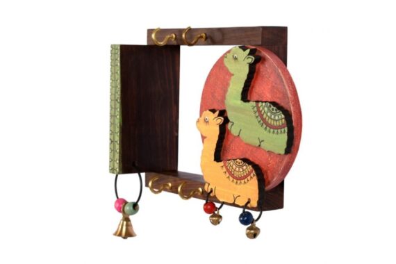 Hand Painted Wood Camel Design Key Holder