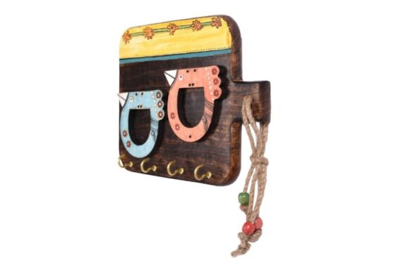 Trendy Hand Painted Bird Wood Key Holder