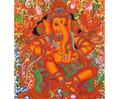 Majestic Ganesha Kerala Mural Painting On Canvas