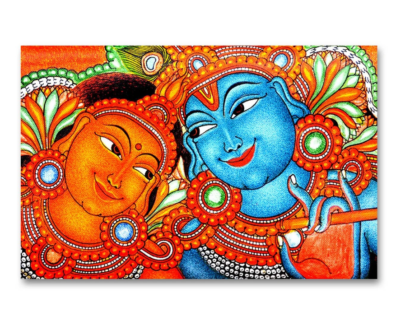 Kerala Mural Radha Krishna Painting On Canvas