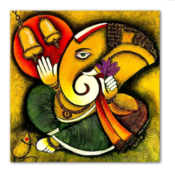 Contemporary Ganesha Painting On Canvas