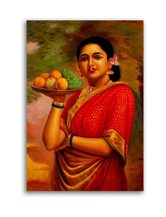 Raja Ravi Varma’s Champ Maharastrian Lady Paintings On Canvas