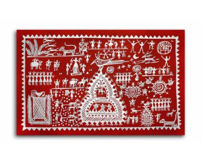 Traditional Folk Warli Painting On Canvas