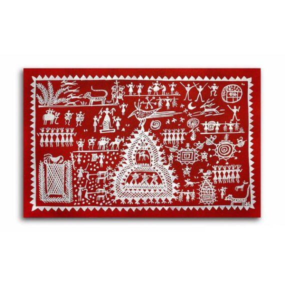 Traditional Folk Warli Painting On Canvas