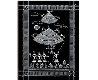 Folk Warli Painting On Canvas