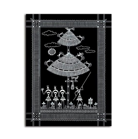 Folk Warli Painting On Canvas