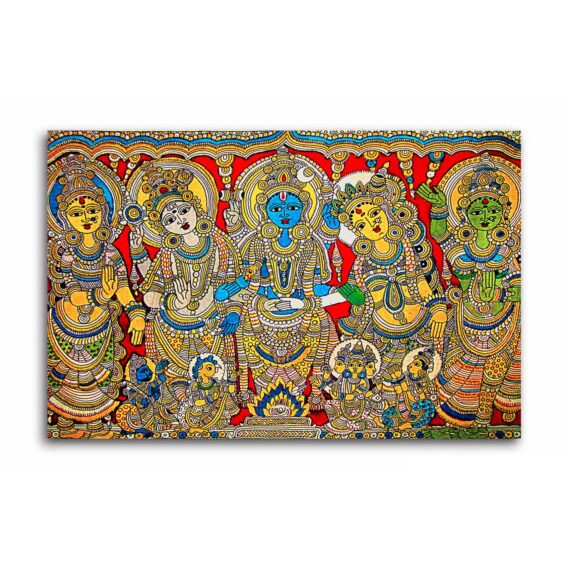 Kalamkari Shiva Parvathi Wedding Painting On Canvas