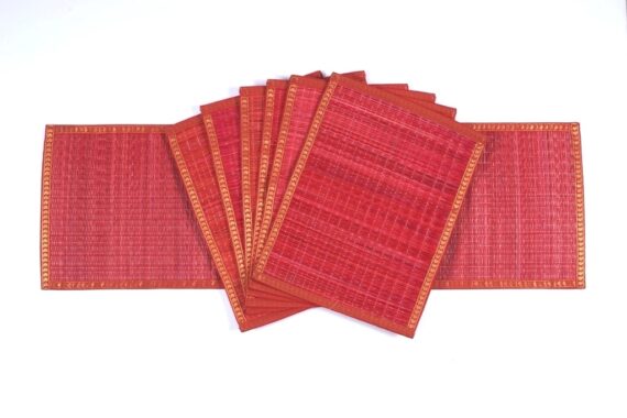 Kora Grass Handwoven Decorative Dining Mats and Runner Set