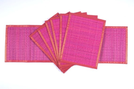 Kora Grass Handwoven Decorative Dining Mats and Runner Set