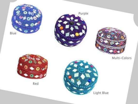 Decorative Bead Boxes with Mirror Work - Medium