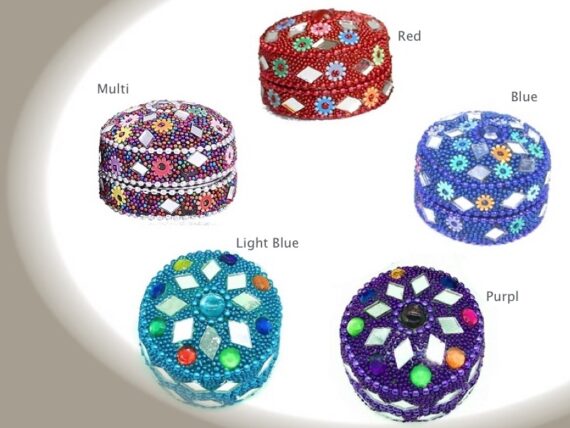 Decorative Bead Boxes with Mirror Work - Small