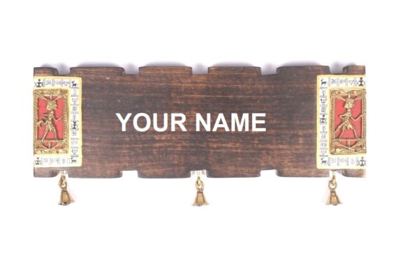 Handmade Wood name board with Dhokra art