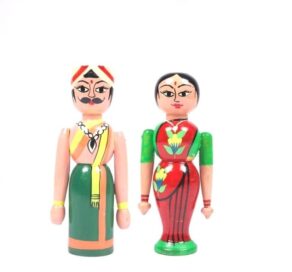 Channapatna Traditional Couple Doll in Green