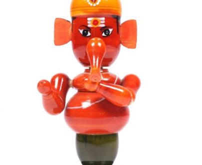 Channapatna Rotating Ganesha in Orange