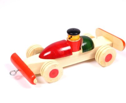 Channapatna Race Car Toy in Red and Green