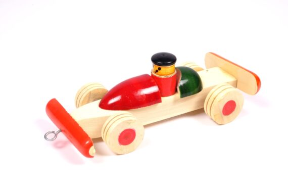 Channapatna Race Car Toy in Red and Green