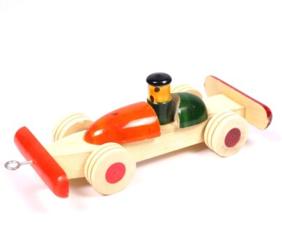 Channapatna Race Car Toy in Orange and Green