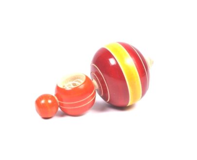 Channapatna Spinning Top With Rope in Red