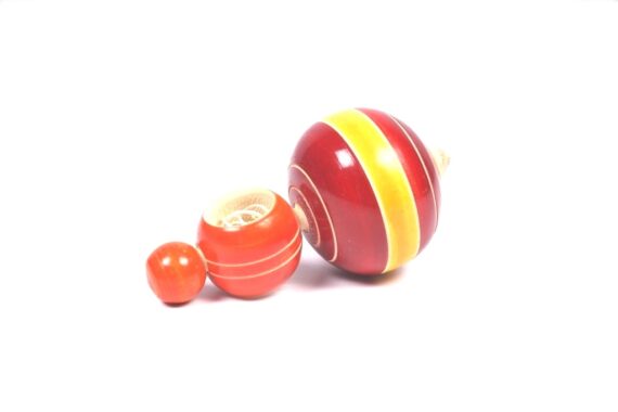 Channapatna Spinning Top With Rope in Red