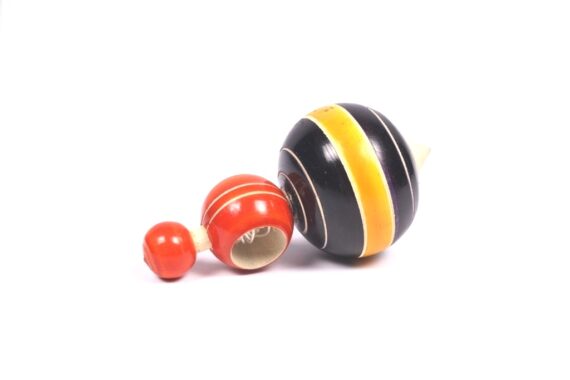 Channapatna Spinning Top With Rope in Black