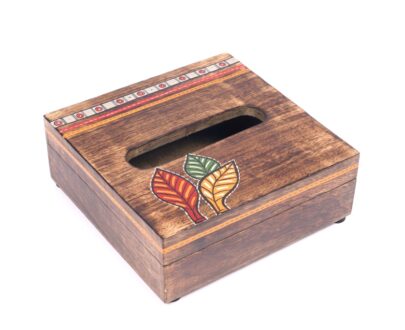 Trendy Wood Tissue Box With Madhubani Art