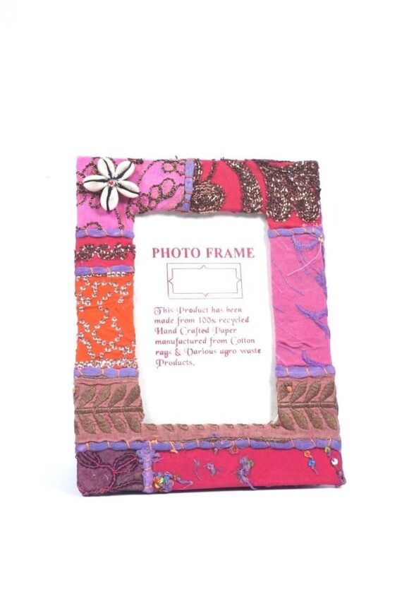 Recycled Fabric Photo Frame in Pink