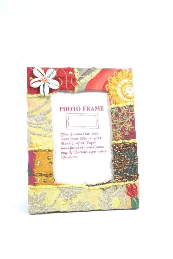 Recycled Fabric Photo Frame in Red And Yellow