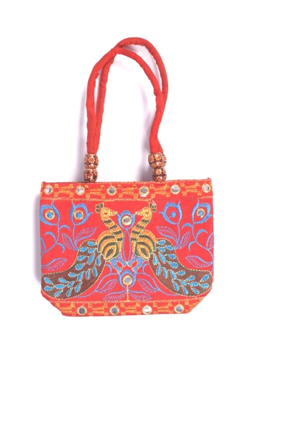 Kutch Embroidered Mini Handbags With Peacock Design