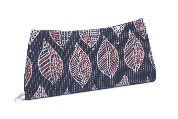 Ajrak Block Print Clutch in Blue