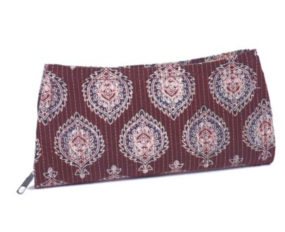 Ajrak Block Print Clutch in Maroon