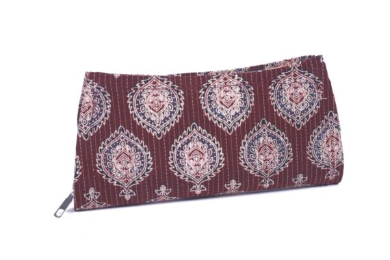 Ajrak Block Print Clutch in Maroon