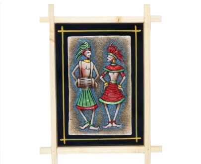 Terracotta Wood Frame - Couple with Dholak