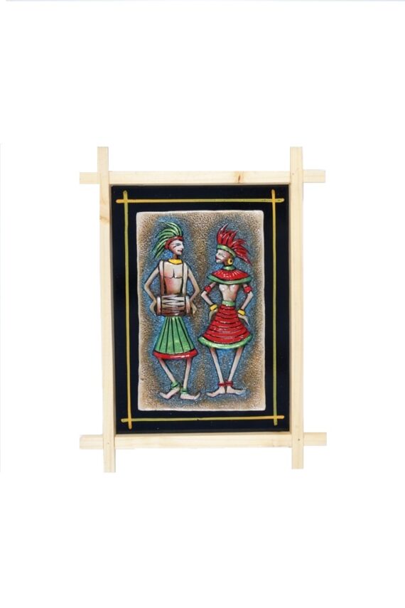 Terracotta Wood Frame - Couple with Dholak