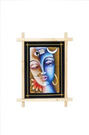 Terracotta Wood Frame - Shiva and Parvathi