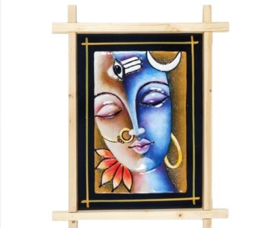 Terracotta Wood Frame - Shiva and Parvathi