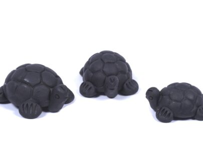 Black Terracotta Tortoise Family – Set of 3