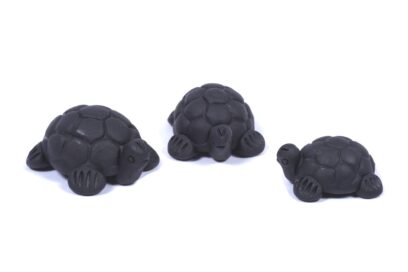 Black Terracotta Tortoise Family – Set of 3