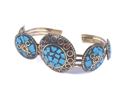 Nepali Stone Brass Bracelet in Light Blue