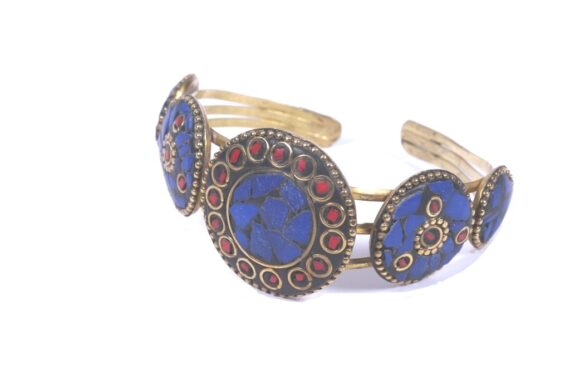 Nepali Stone Brass Bracelet in Blue